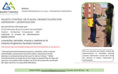 CONTROL DE PLAGAS- DEINSECTACIÓN POR ASPERSION + DESRATIZACIÓN